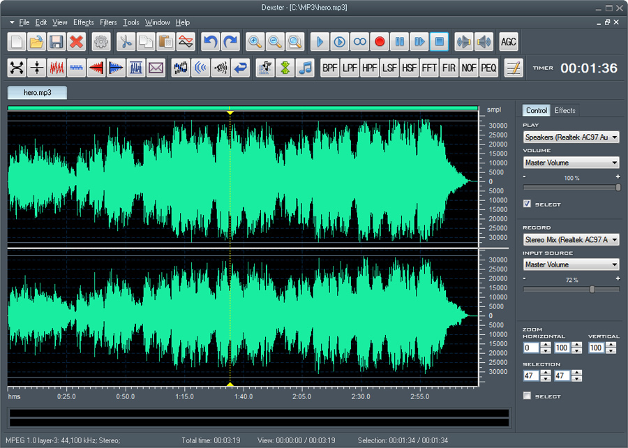 Record, edit, add audio effects and mix your digital audio files.