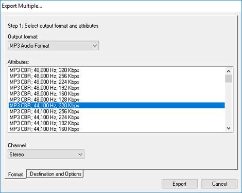 Split Output Audio Format